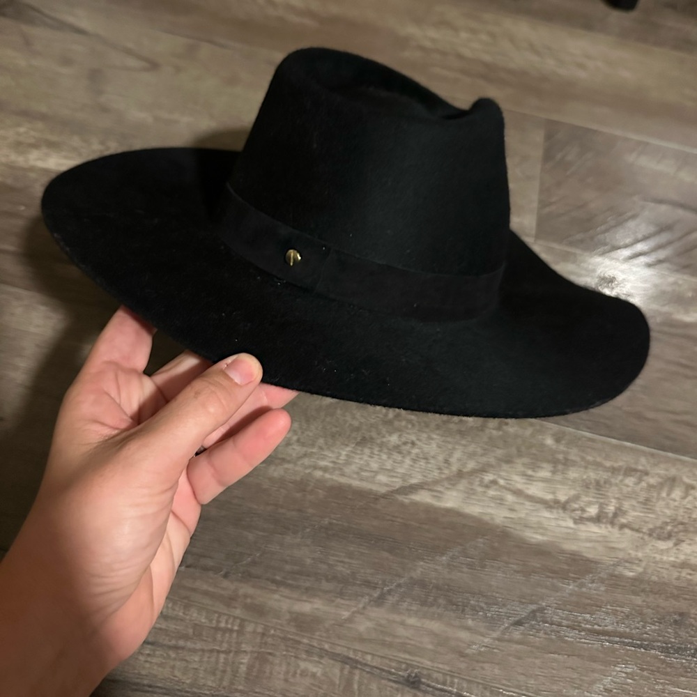 NEW Janessa Leone Ross Hat Package Wool Fedora Black M - Picture 3 of 5
